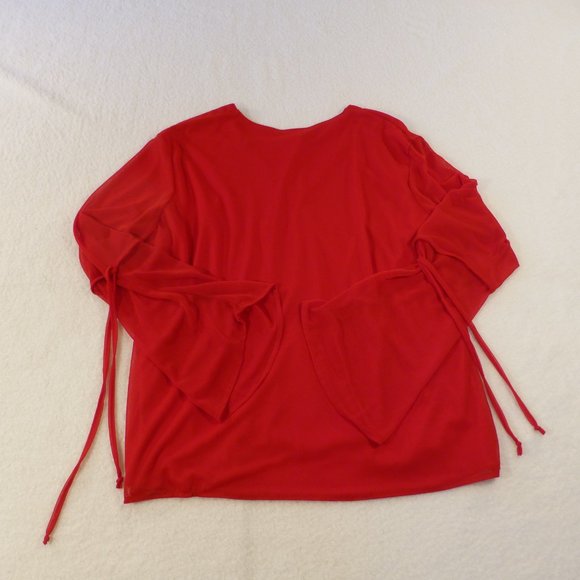 Entrancy Women's Vintage Belle Sleeves Sexy Red Blouse Top Shirt Party Work 3X - Picture 6 of 8